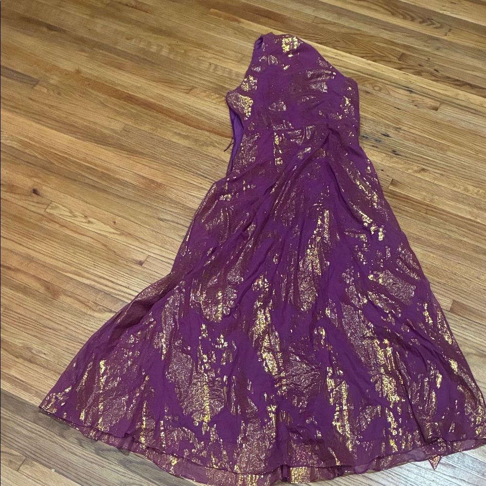 Leslie Fay Purple and Gold Maxi Dress - Picture 5 of 5